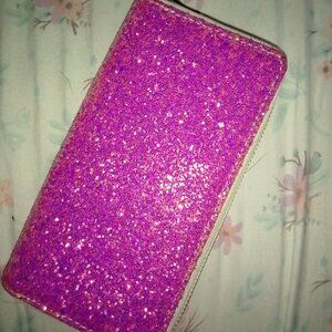 Glittery pink spacious wallet